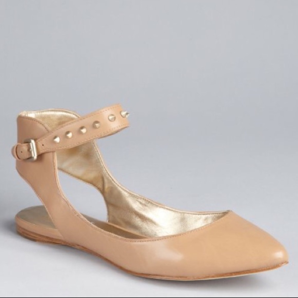 Belle by Sigerson Morrison – Verita Leather Ankle Wrap Flats in Nude size 9.5B